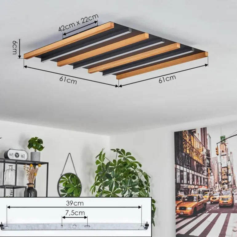 Plafonnier Favorina LED Écru, Noir, 1 lumière, Télécommandes