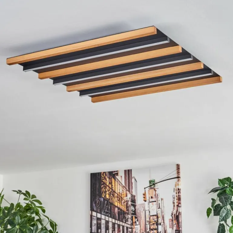 Plafonnier Favorina LED Écru, Noir, 1 lumière, Télécommandes