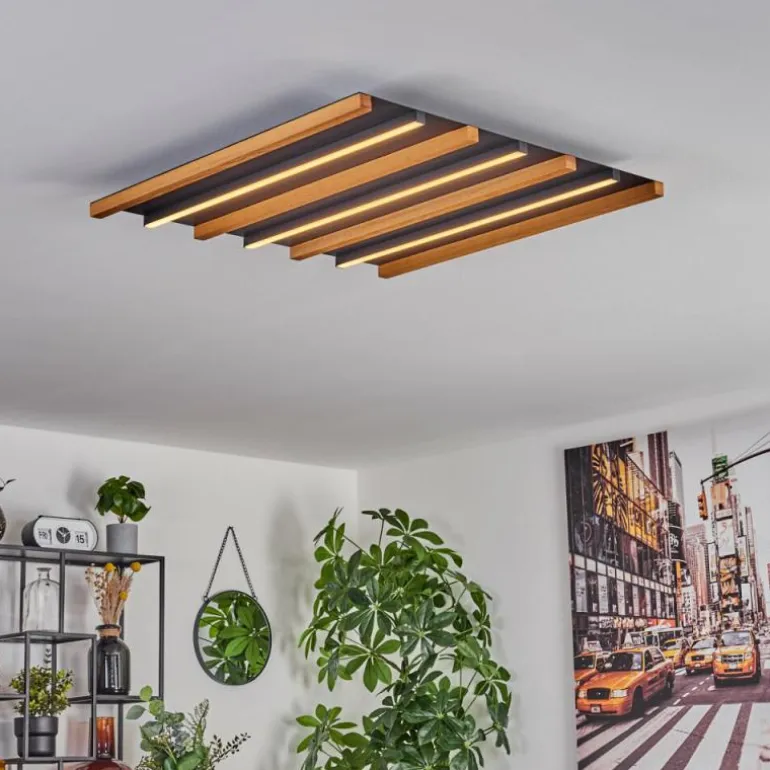 Plafonnier Favorina LED Écru, Noir, 1 lumière, Télécommandes