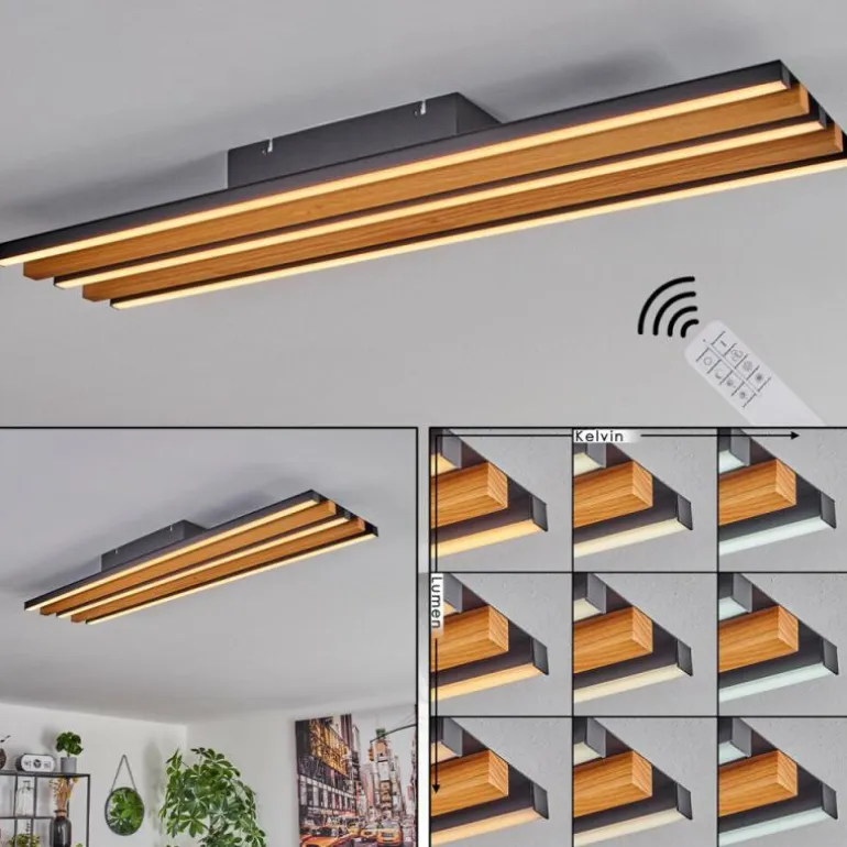Plafonnier Favorina LED Écru, Noir, 1 lumière, Télécommandes