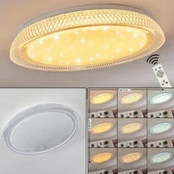 Plafonnier Feletto LED Transparent, Blanc, 1 lumière, Télécommandes