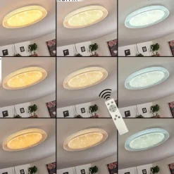 Plafonnier Feletto LED Transparent, Blanc, 1 lumière, Télécommandes