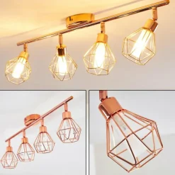 Plafonnier Ferrand LED Cuivre, 4 lumières