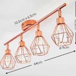 Plafonnier Ferrand LED Cuivre, 4 lumières