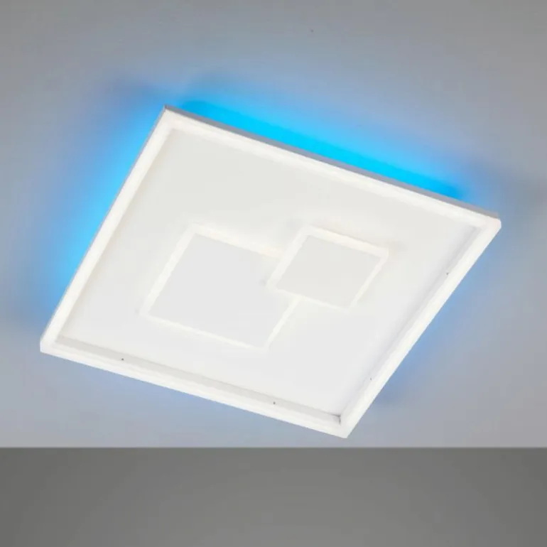Plafonnier Fischer & Honsel Trey LED Blanc, 1 lumière, Télécommandes, Changeur de couleurs