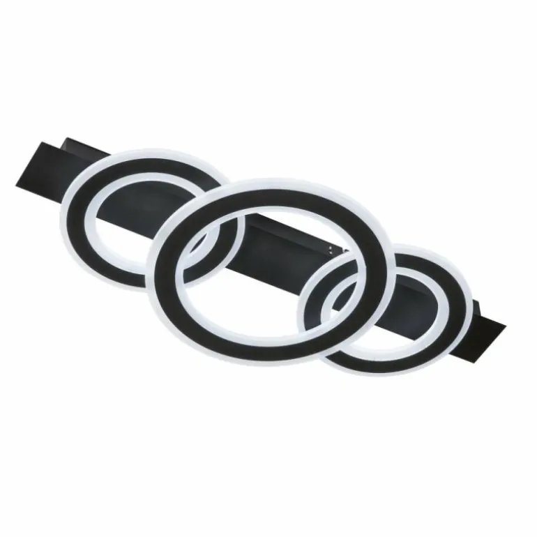 Plafonnier Fischer & Honsel Circle LED Noir, 1 lumière, Télécommandes