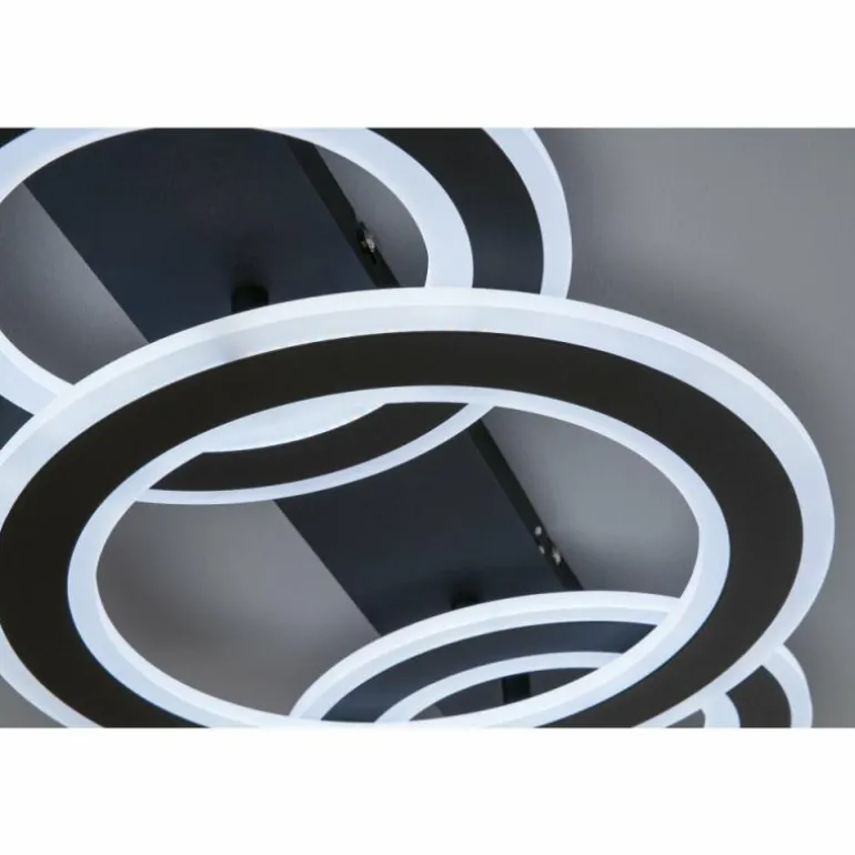 Plafonnier Fischer & Honsel Circle LED Noir, 1 lumière, Télécommandes