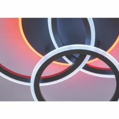Plafonnier Fischer & Honsel Gelder LED Noir, 1 lumière, Télécommandes, Changeur de couleurs