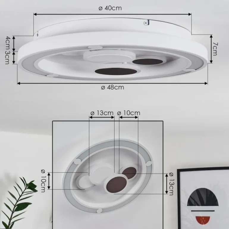 Plafonnier Fitili LED Blanc, 1 lumière, Télécommandes