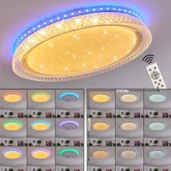 Plafonnier Fondaco LED Blanc, 1 lumière, Télécommandes, Changeur de couleurs