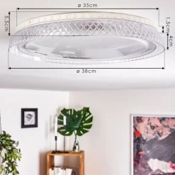 Plafonnier Fondaco LED Blanc, 1 lumière, Télécommandes, Changeur de couleurs