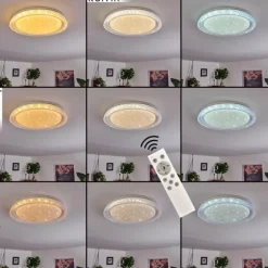 Plafonnier Fondaco LED Blanc, 1 lumière, Télécommandes, Changeur de couleurs