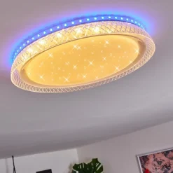 Plafonnier Fondaco LED Blanc, 1 lumière, Télécommandes, Changeur de couleurs