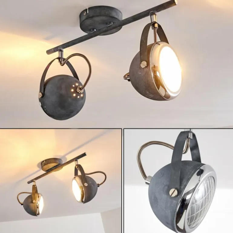 Plafonnier Foverup Chrome, Gris, 2 lumières