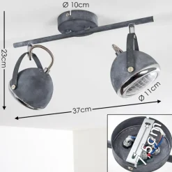 Plafonnier Foverup Chrome, Gris, 2 lumières