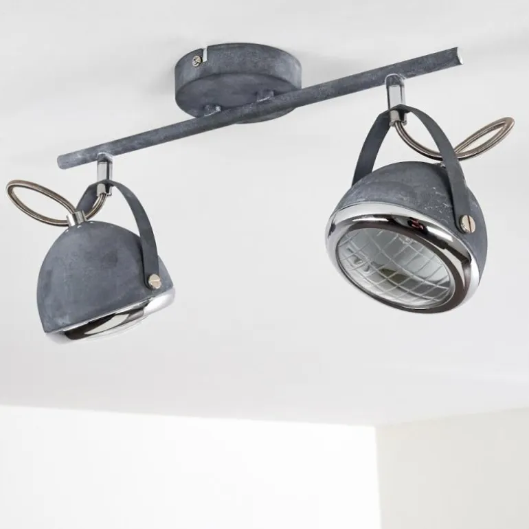 Plafonnier Foverup Chrome, Gris, 2 lumières