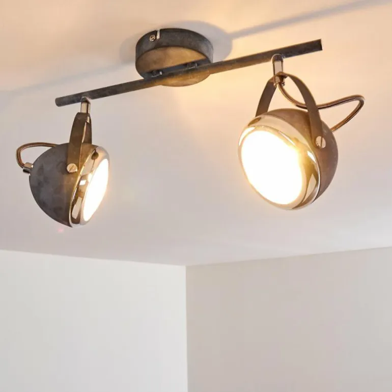 Plafonnier Foverup Chrome, Gris, 2 lumières