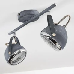Plafonnier Foverup Chrome, Gris, 2 lumières
