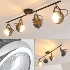 Plafonnier Foverup Chrome, Gris, 4 lumières