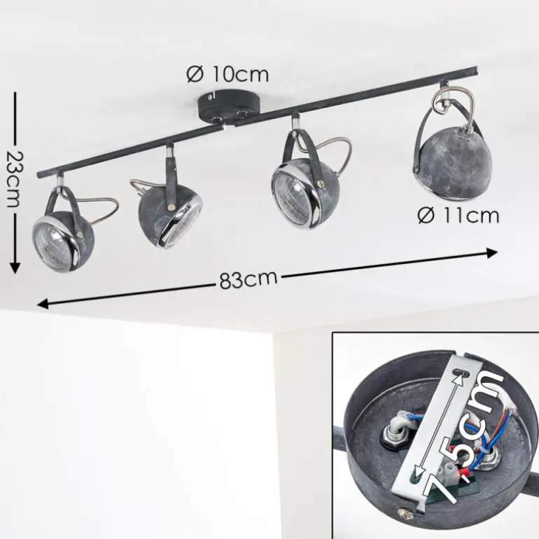 Plafonnier Foverup Chrome, Gris, 4 lumières