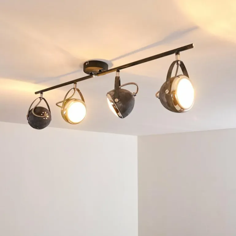 Plafonnier Foverup Chrome, Gris, 4 lumières