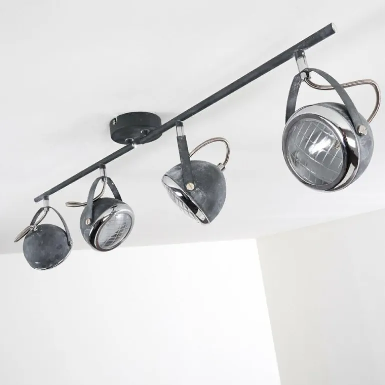 Plafonnier Foverup Chrome, Gris, 4 lumières