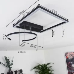 Plafonnier Frederick LED Noir, Blanc, 1 lumière