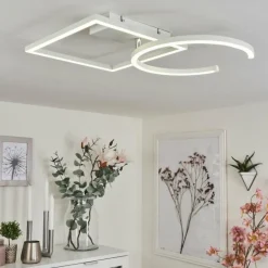 Plafonnier Frederick LED Chrome, Blanc, 1 lumière