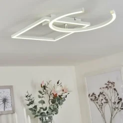 Plafonnier Frederick LED Chrome, Blanc, 1 lumière