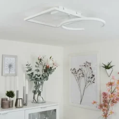 Plafonnier Frederick LED Chrome, Blanc, 1 lumière