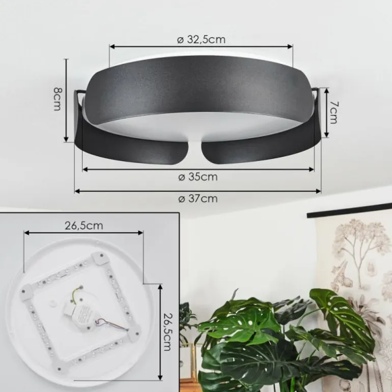 Plafonnier Fuscado LED Noir, 1 lumière