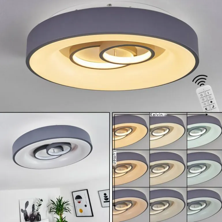 Plafonnier Gabbiana LED Gris, Blanc, 1 lumière, Télécommandes
