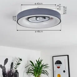 Plafonnier Gabbiana LED Gris, Blanc, 1 lumière, Télécommandes