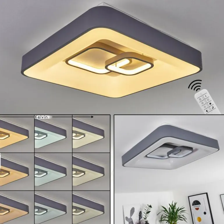 Plafonnier Gabbiana LED Gris, Blanc, 1 lumière, Télécommandes