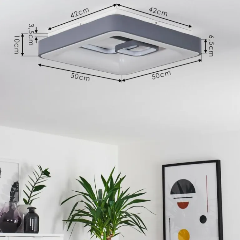 Plafonnier Gabbiana LED Gris, Blanc, 1 lumière, Télécommandes