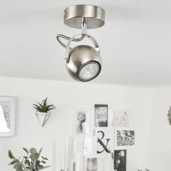 Plafonnier Gadmen Chrome, Nickel mat, 1 lumière