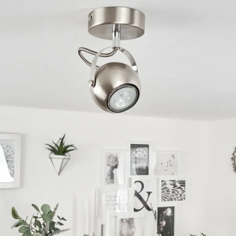 Plafonnier Gadmen Chrome, Nickel mat, 1 lumière