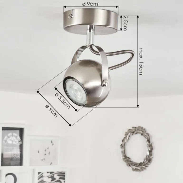 Plafonnier Gadmen Chrome, Nickel mat, 1 lumière
