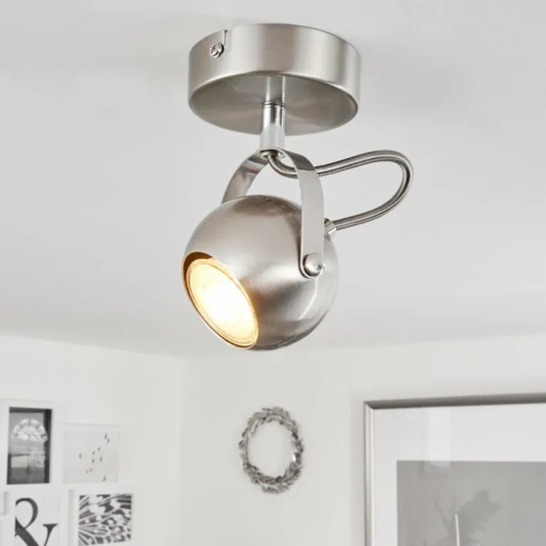 Plafonnier Gadmen Chrome, Nickel mat, 1 lumière