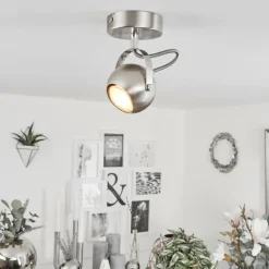 Plafonnier Gadmen Chrome, Nickel mat, 1 lumière