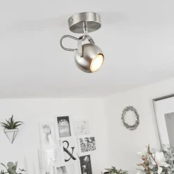 Plafonnier Gadmen Chrome, Nickel mat, 1 lumière