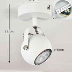 Plafonnier Gadmen Chrome, Blanc, 1 lumière