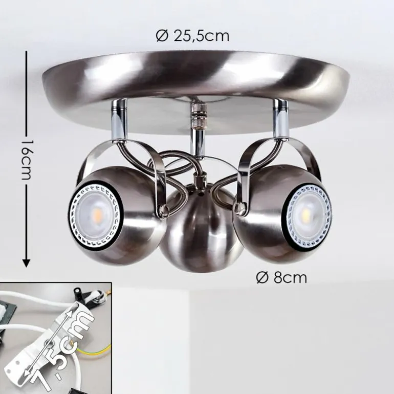 Plafonnier Gadmen Nickel mat, 3 lumières