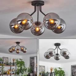 Plafonnier Gastor Noir, 5 lumières