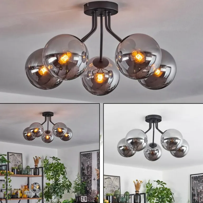 Plafonnier Gastor Noir, 5 lumières