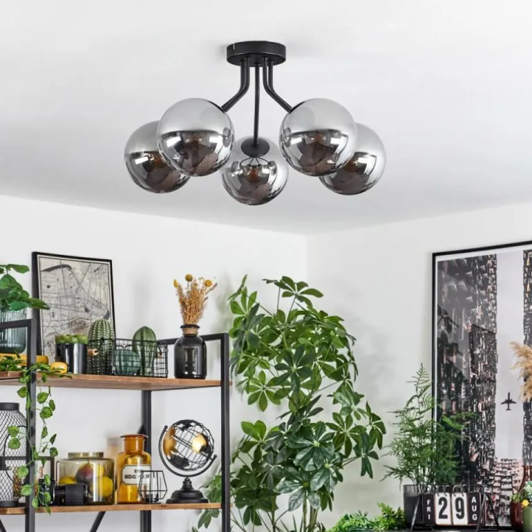 Plafonnier Gastor Noir, 5 lumières