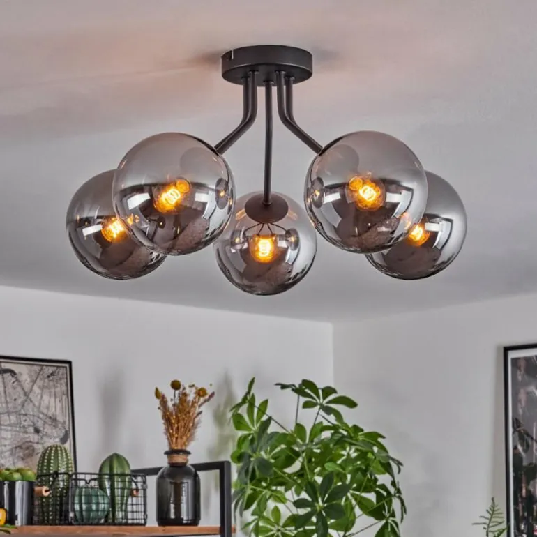 Plafonnier Gastor Noir, 5 lumières
