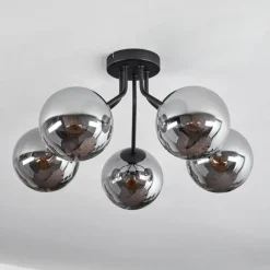 Plafonnier Gastor Noir, 5 lumières