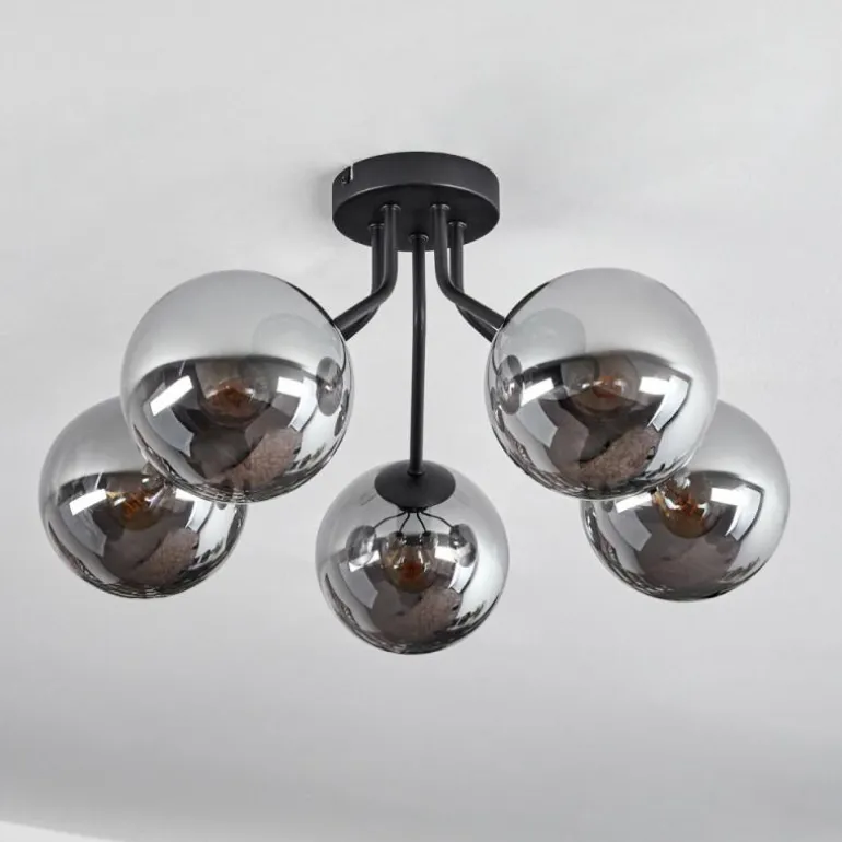 Plafonnier Gastor Noir, 5 lumières