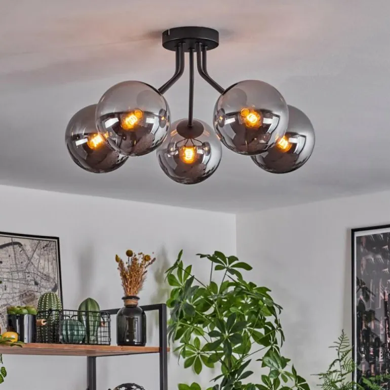 Plafonnier Gastor Noir, 5 lumières